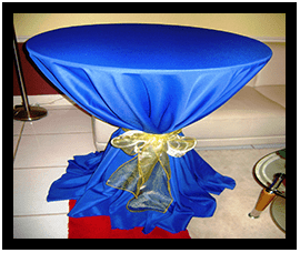 Blue Linen on Circular Table