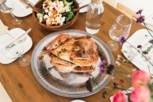 Thanksgiving table with a turkey