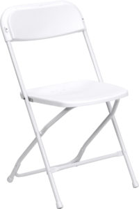 plastic white folding chairs for Labor Day BBQ Party