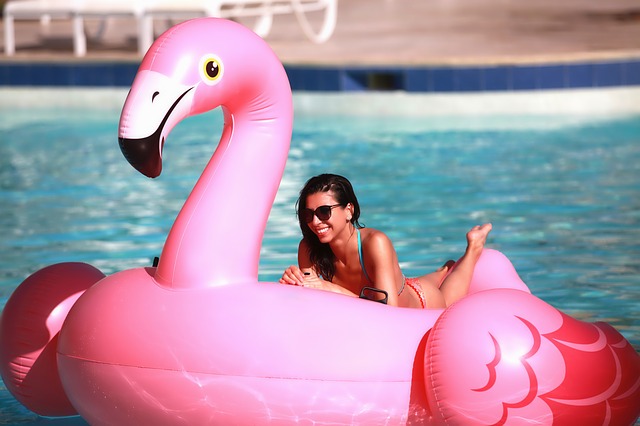 Miami Party planning-giant inflatable flamingo for pool party